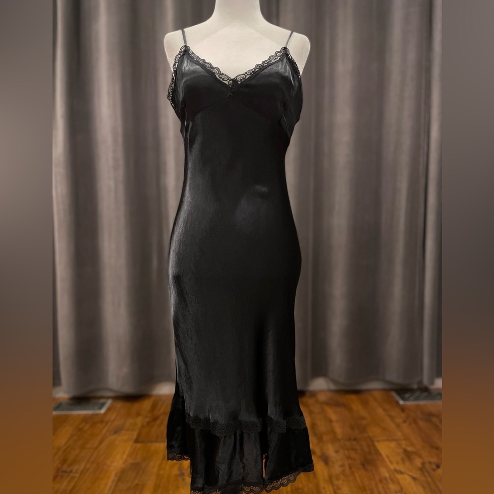 Pink Collection black satin feel dress